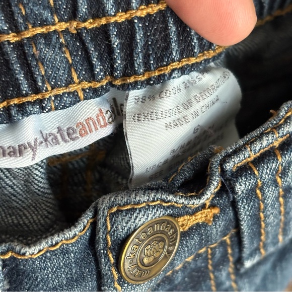 Vintage Y2K 90s Mary Kate Ashley Girl Denim Capris Size 6 Western Boho Patches - Picture 10 of 10